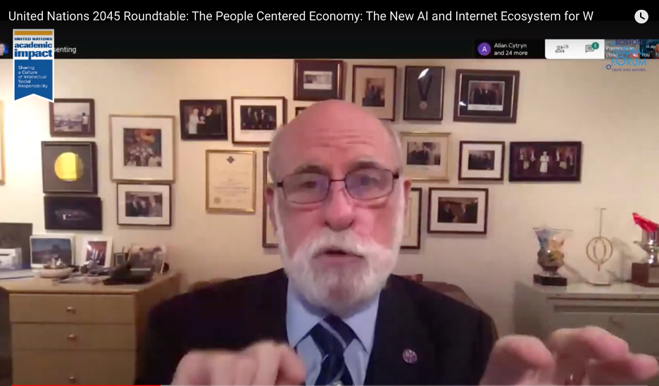 Vint Cerf speaks about historical moments in the birth of the Internet at the History of AI