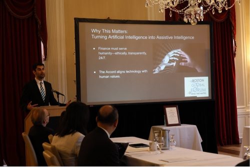 Cameron Sabet, EAA Member, Introduces the Boston Finance Accord for AI Governance 24/7 at Harvard Loeb House