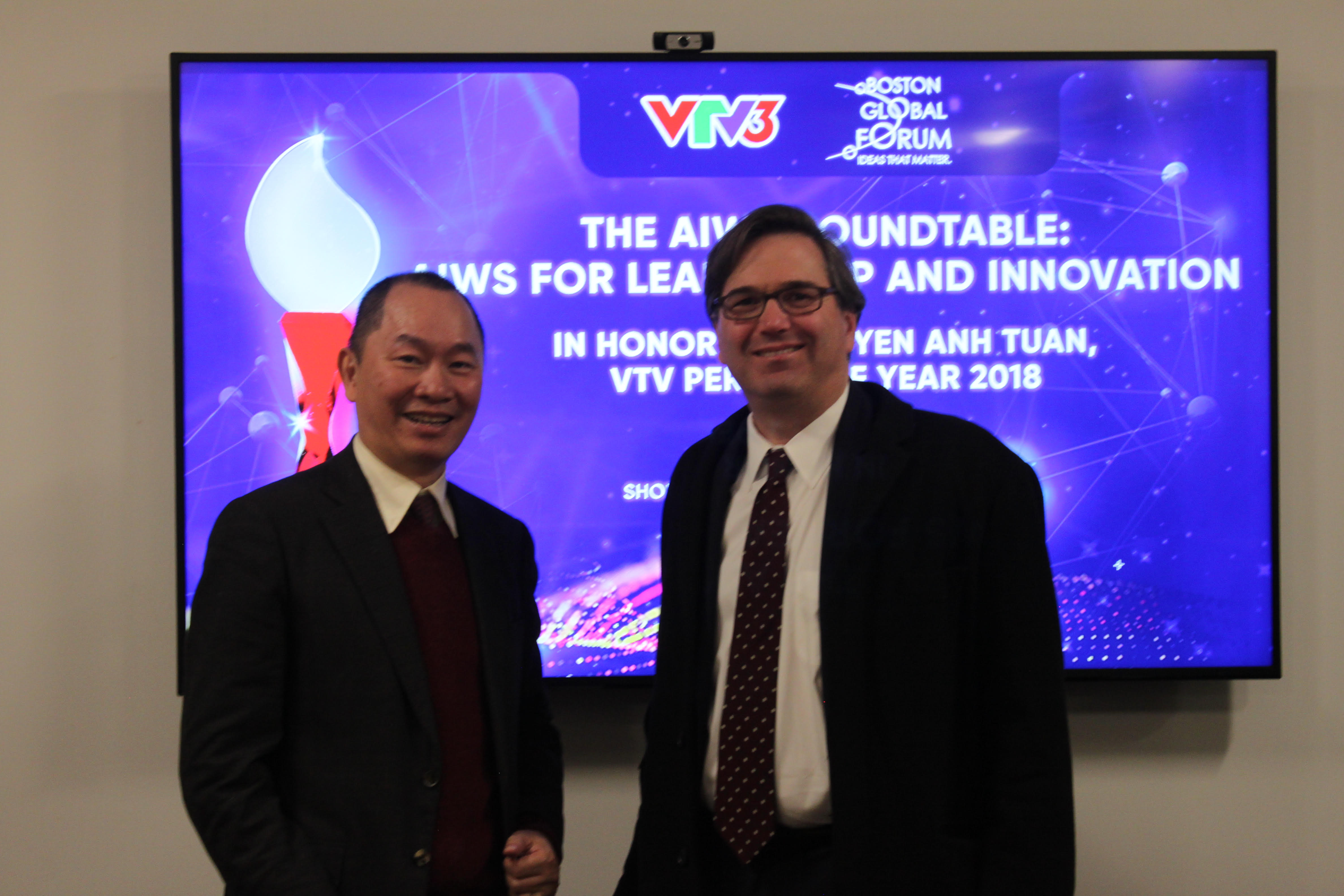 Honoring Nguyen Anh Tuan as VTV Person of Year 2018 in AIWS Roundtable on Jan 17, 2019