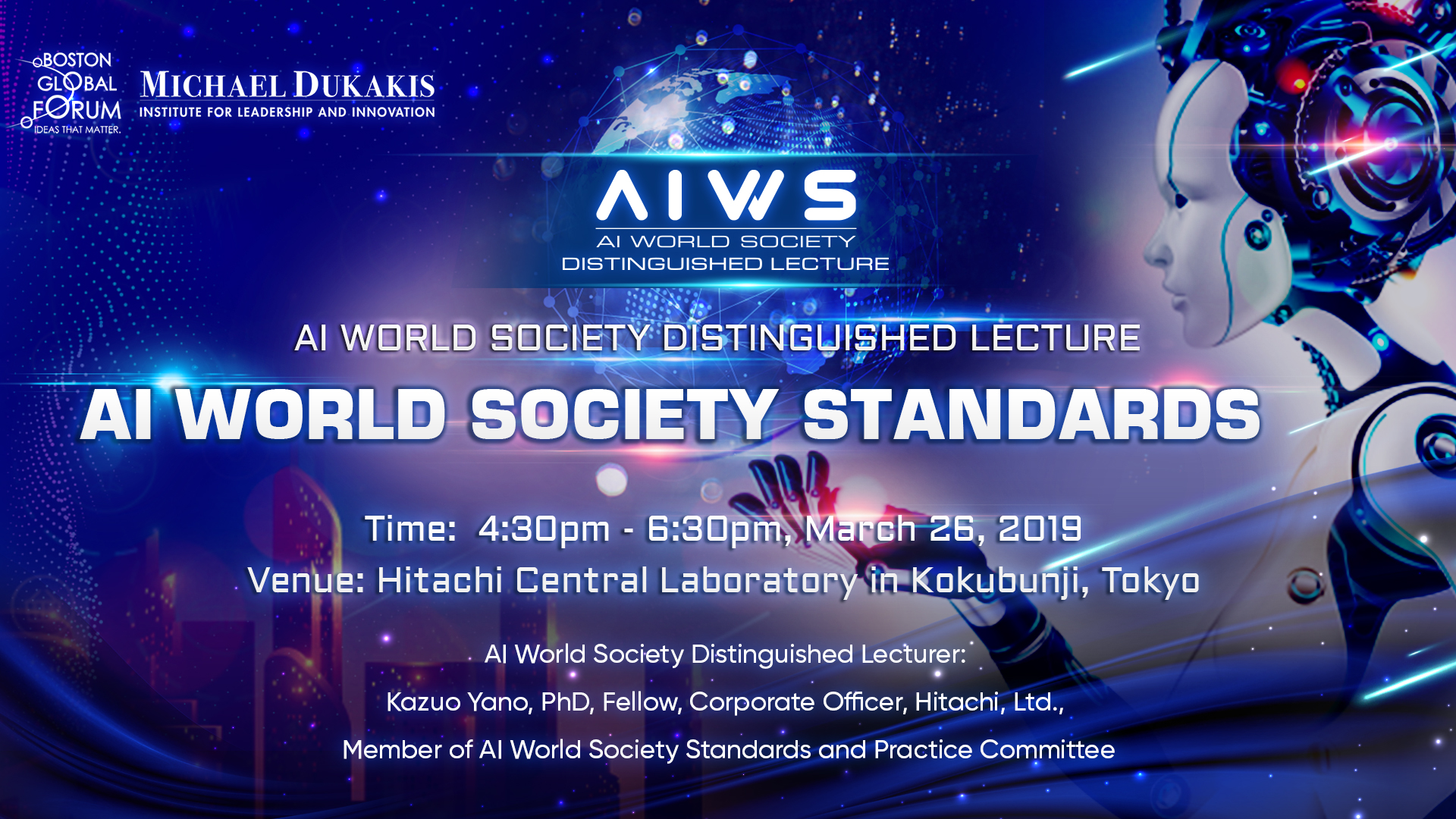 AI World Society Distinguished Lecture for 2019 to be held  in Tokyo