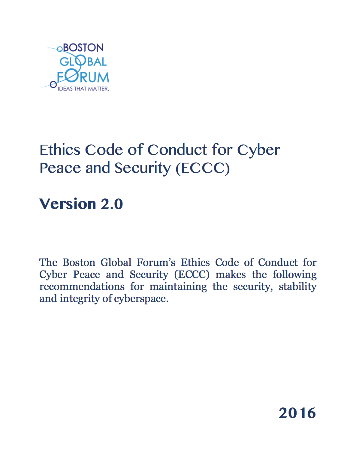Ethics Code of Conduct for Cyber Peace and Security (ECCC) Version 2.0