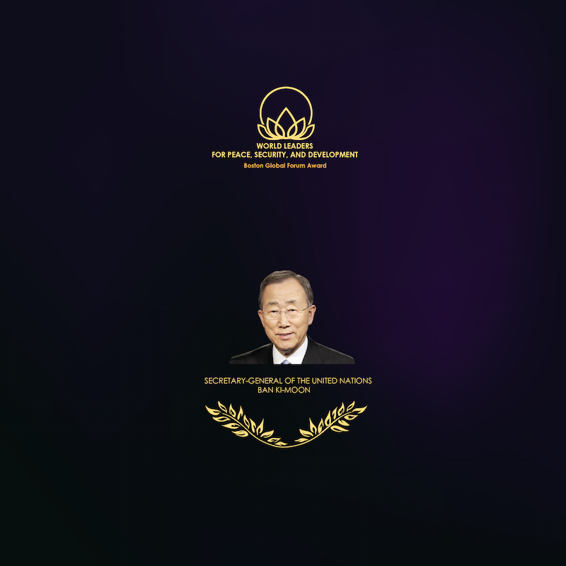 Professor Joseph S. Nye Jr. Congratulate United Nations Secretary-General Ban Ki-moon on Receiving World Leader for Peace, Security, and Development Award
