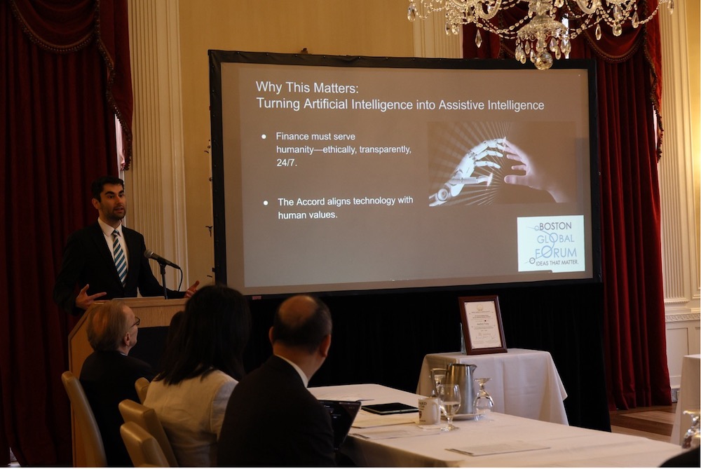 Cameron Sabet, EAA Member, Introduces the Boston Finance Accord for AI Governance 24/7 at Harvard Loeb House