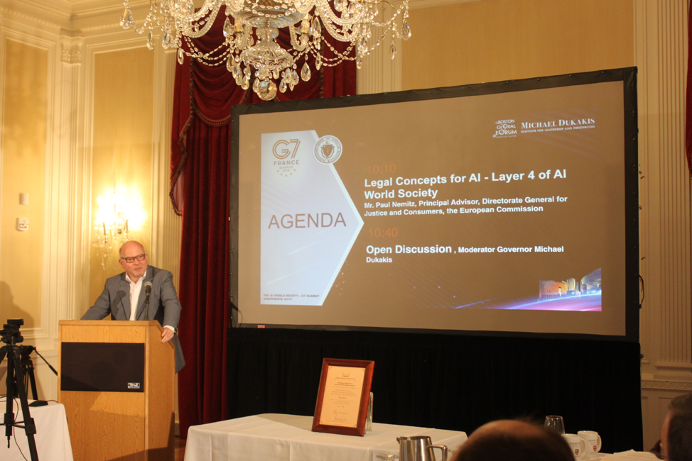 Transcript of Mr. Paul Nemitz’s speech at AIWS-G7 Summit Initiative: Legal concepts for AI – Layer 4 of AI World Society