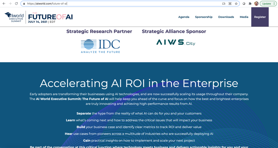 AIWS City is a Strategic Alliance Partner for AI World Executive Summit 2021