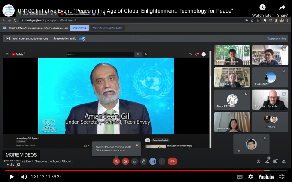 Keynote speech of UN Under-Secretary-General, Technology Envoy Amandeep Gill at BGF event on International Day of Peace