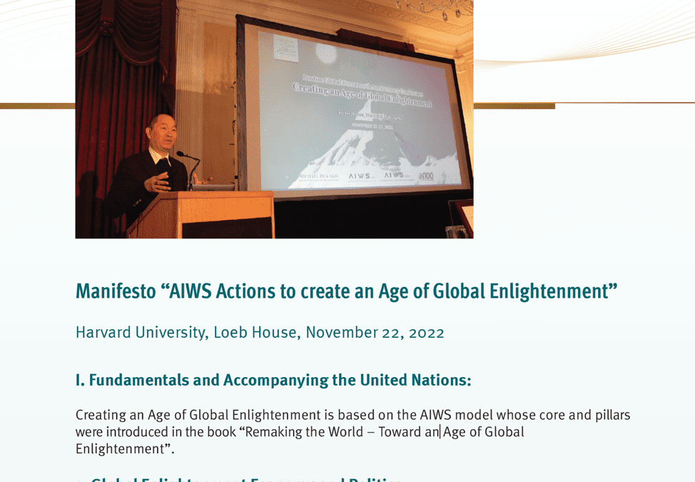 Nomination for the History of AI 2022: Manifesto “AIWS Actions to create an Age of Global Enlightenment”