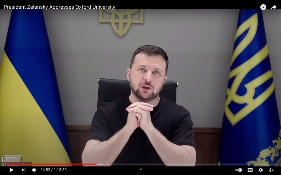 President Zelensky tells UK students he will need the younger generation to rebuild Ukraine