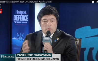 Yasuhide Nakayama speaks at the FirstPost Defense Summit panel on AI