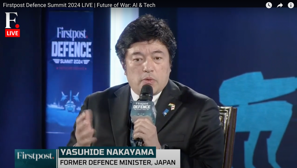 Yasuhide Nakayama speaks at the FirstPost Defense Summit panel on AI