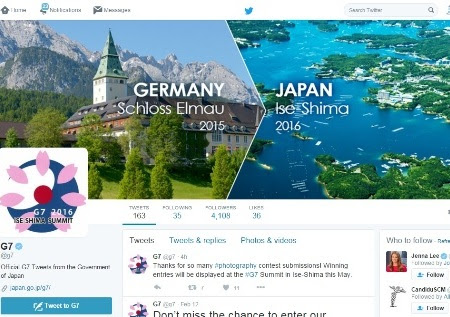 Official Twitter account launched for G7 Japan 2016